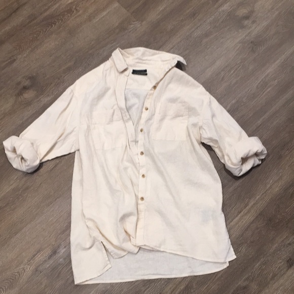oversized linen button down